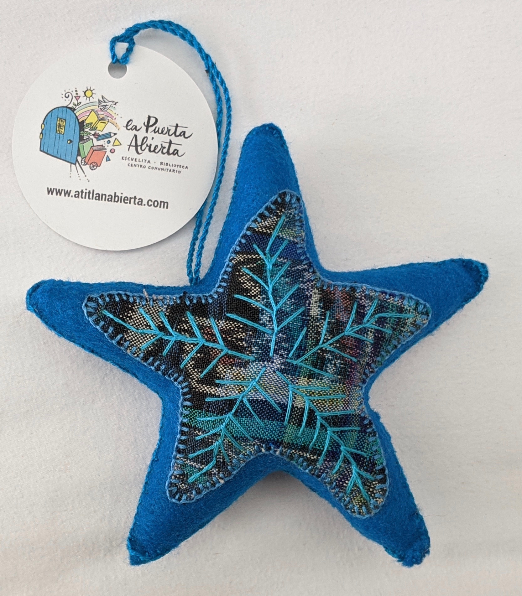Star Ornament - Felt and Repurposed Traditional Fabric