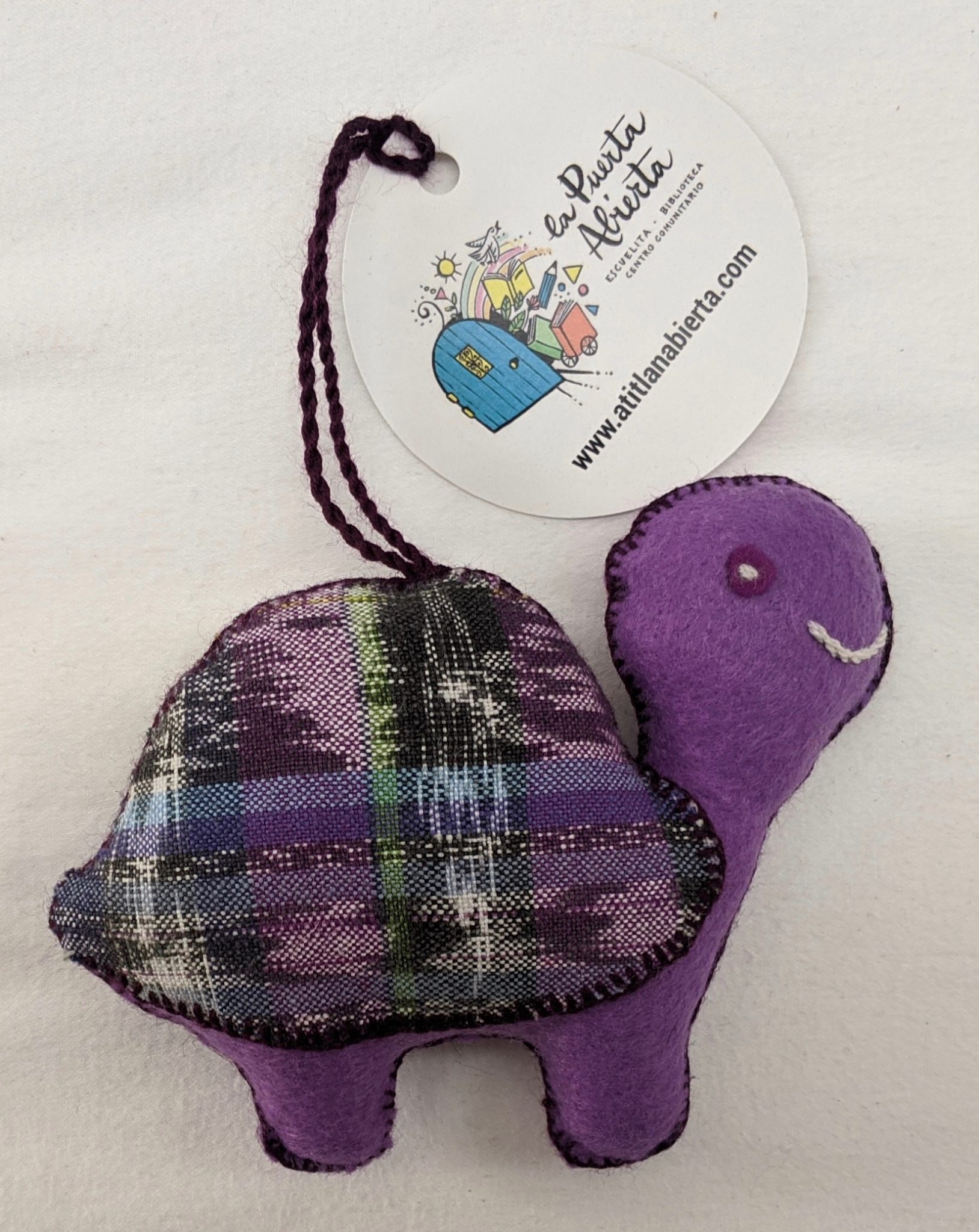 Turtle Ornament - Felt and Repurposed Traditional Fabric