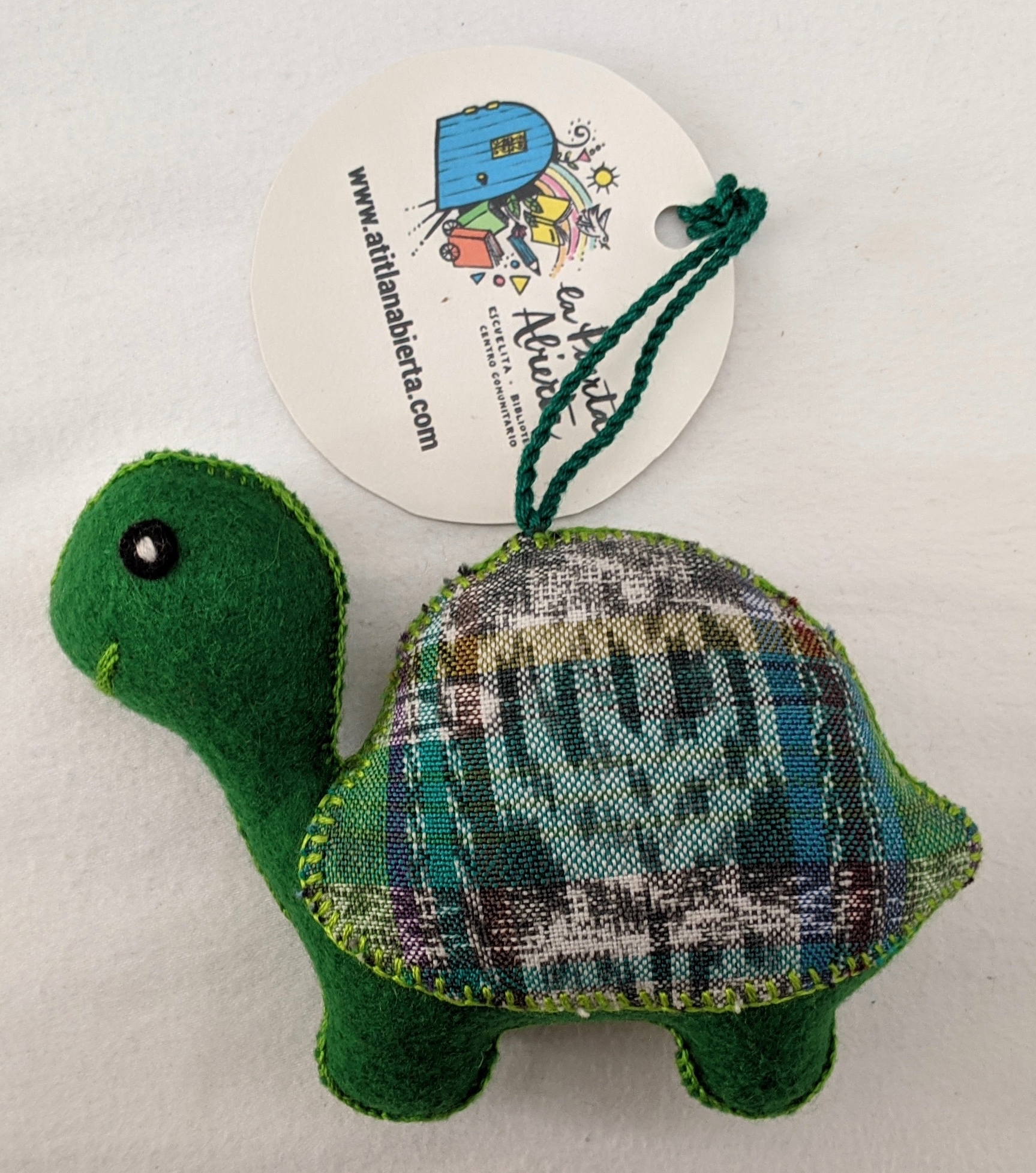 Turtle Ornament - Felt and Repurposed Traditional Fabric