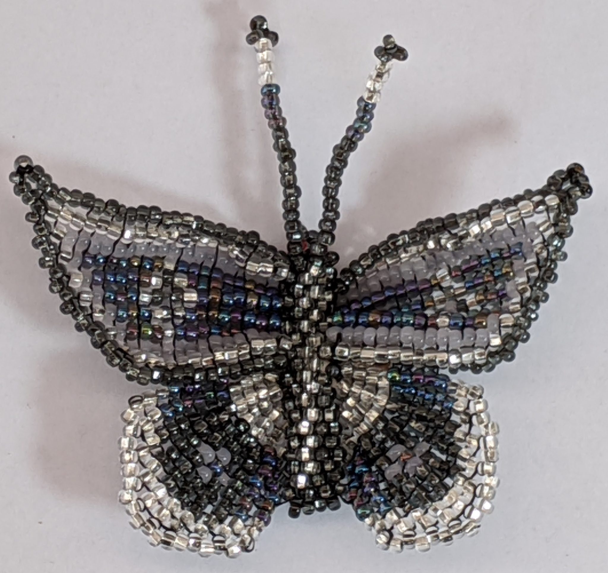 Butterfly Beaded Pin - Grays