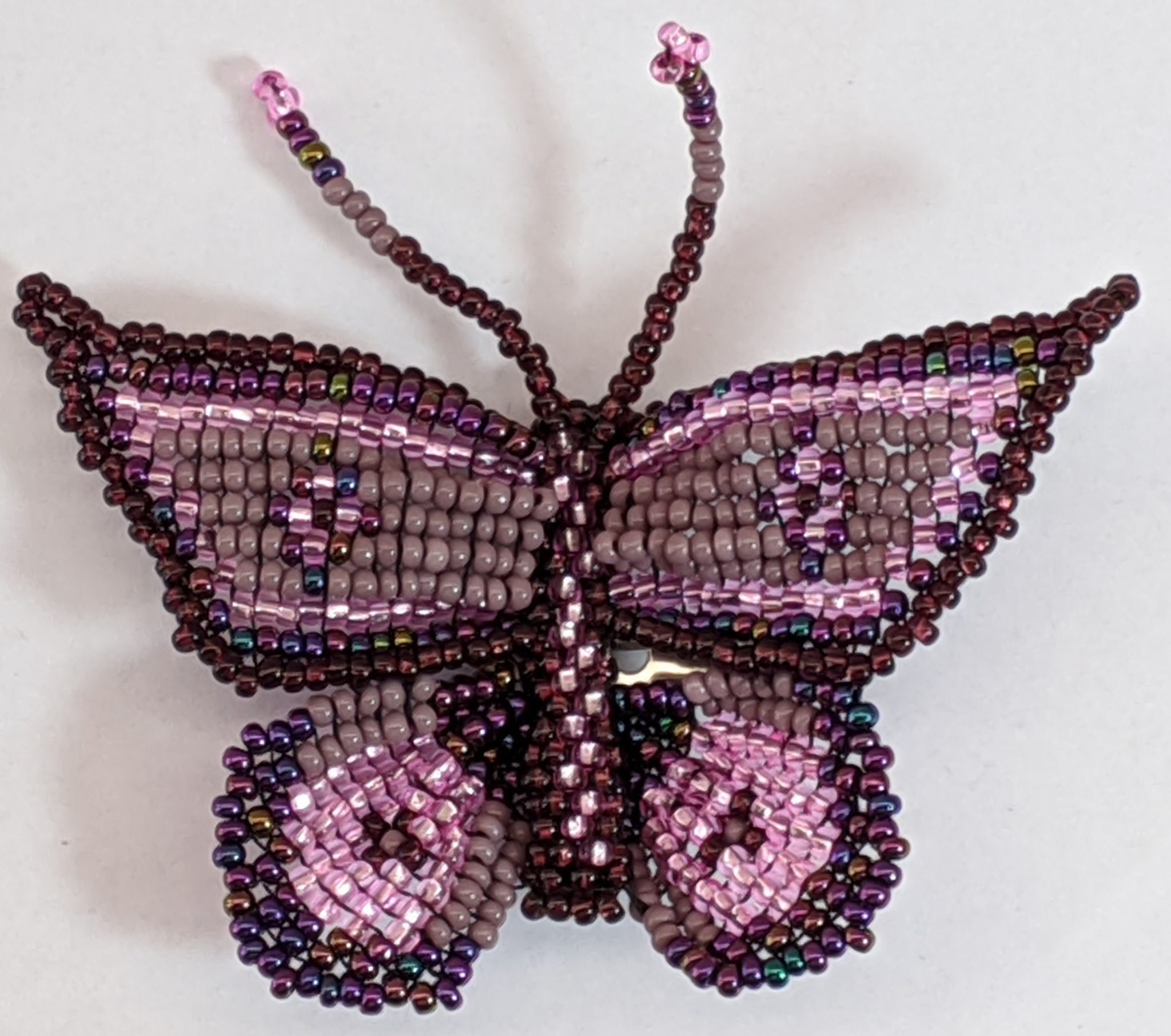 Butterfly Beaded Pin - Purples 