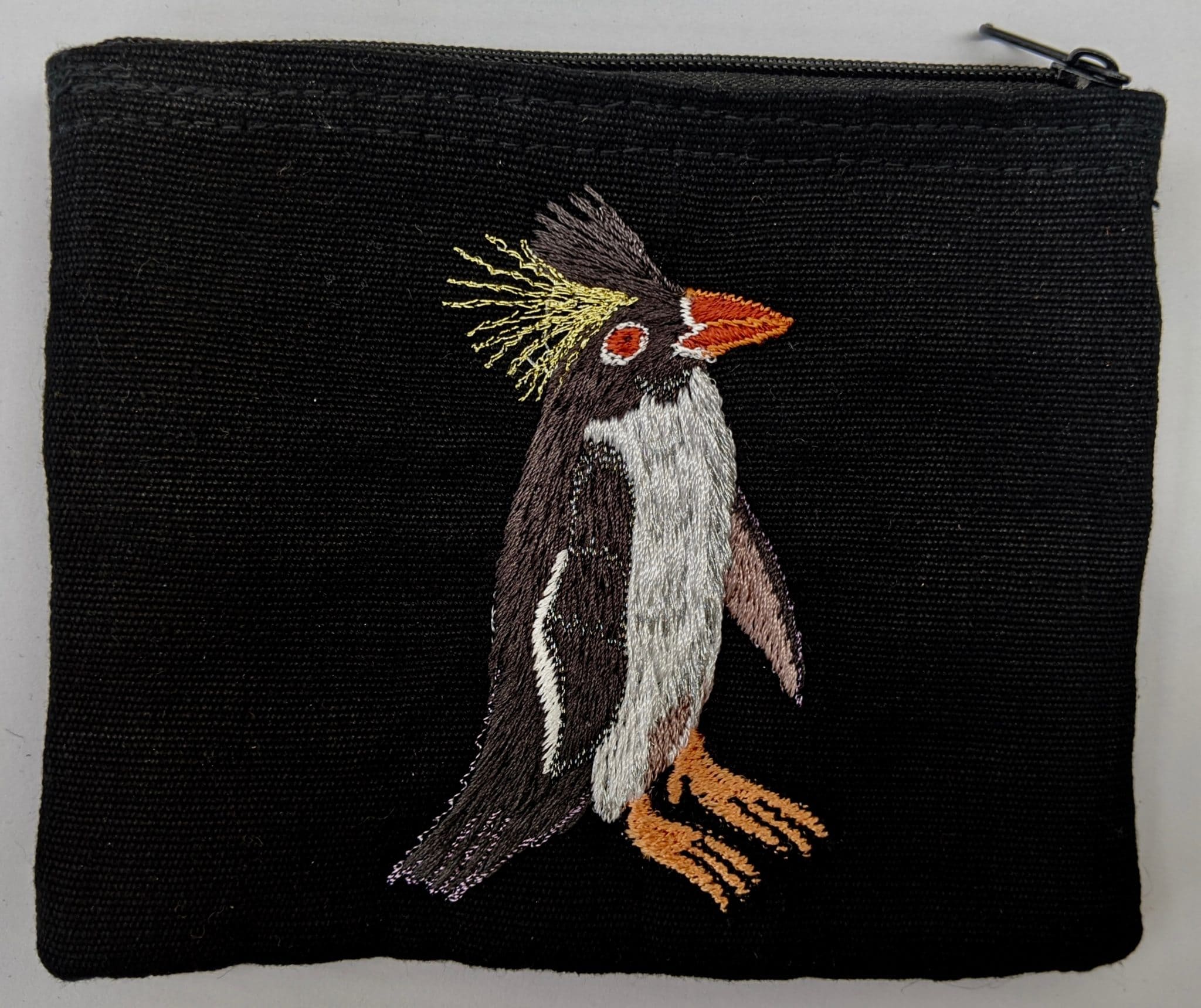 Rockhopper Penguin Thread Painted Cotton Coin Purse