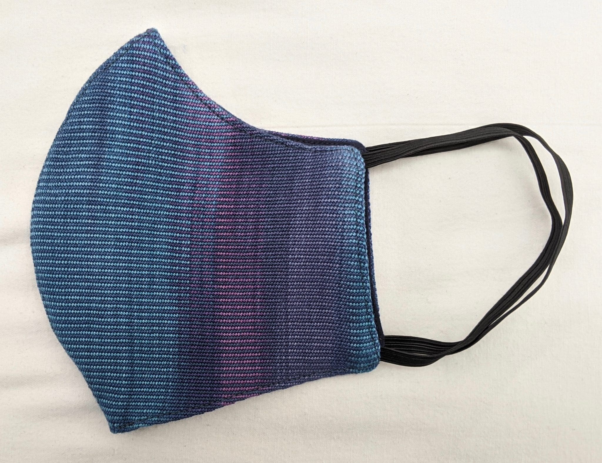 Handwoven Lightweight Bamboo Face Mask with Elastic Behind Ears - Blues, Purples