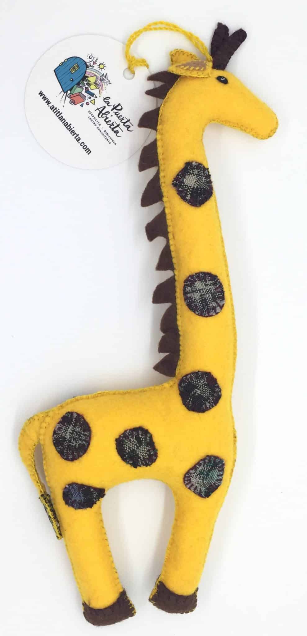 Giraffe Ornament - Large - Felt and Repurposed Traditional Fabric