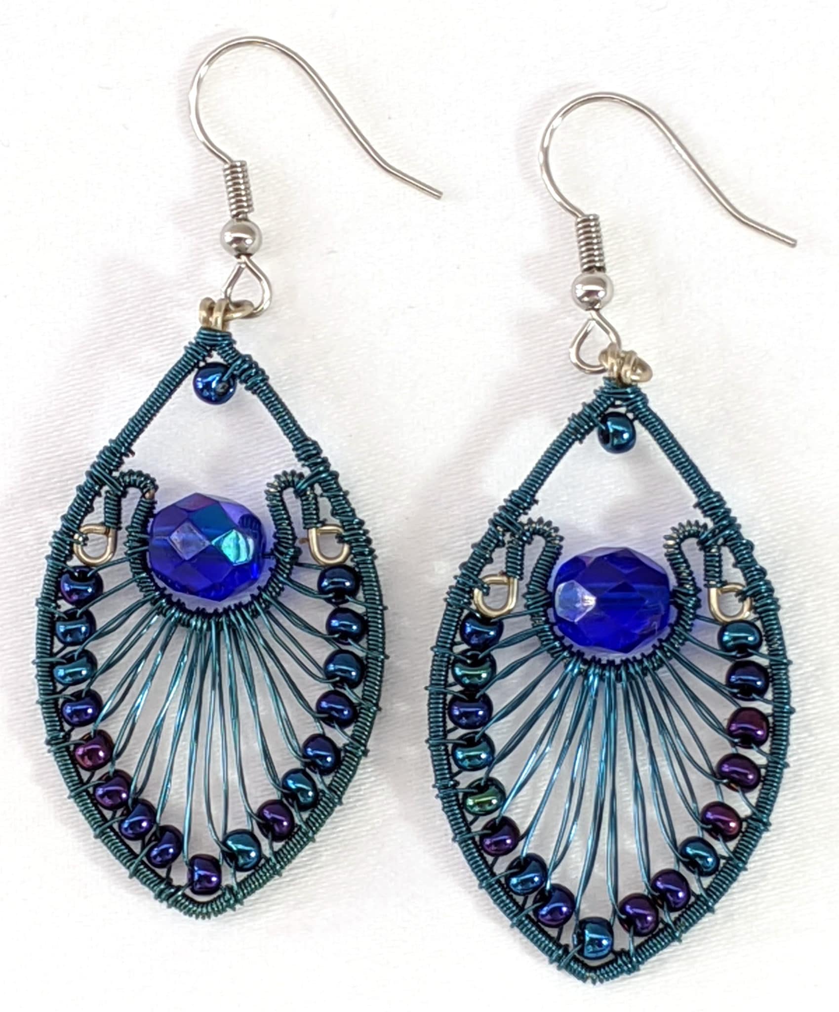 handcrafted tribal jewelry; blue earrings peacock blue medieval ethnic earrings set with medieval oxidized copper