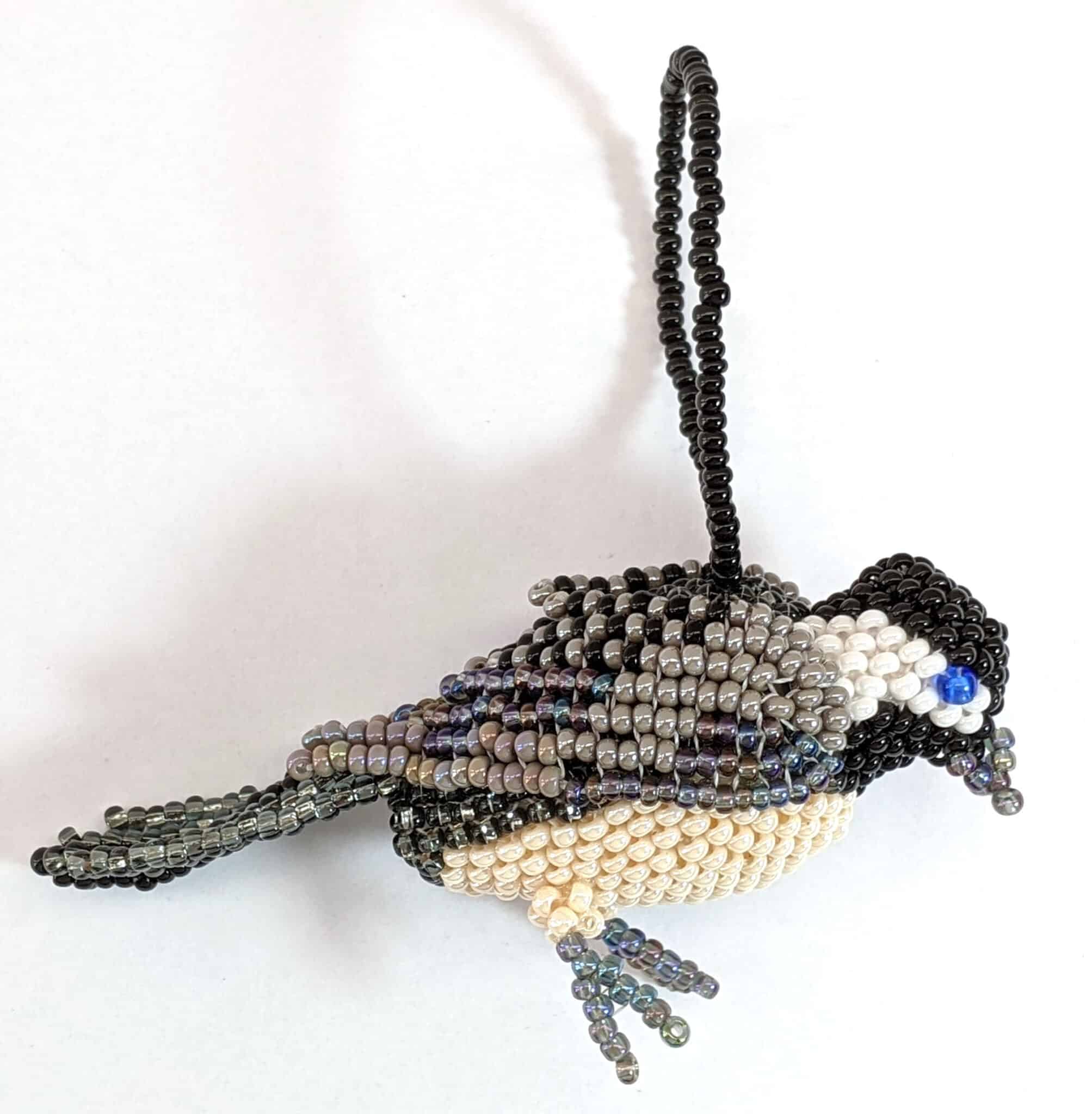 Black-Capped Chickadee Beaded Bird Ornament
