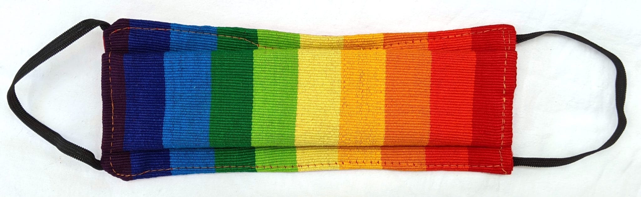 Rainbow Stripe Handwoven Pleated Cotton Mask