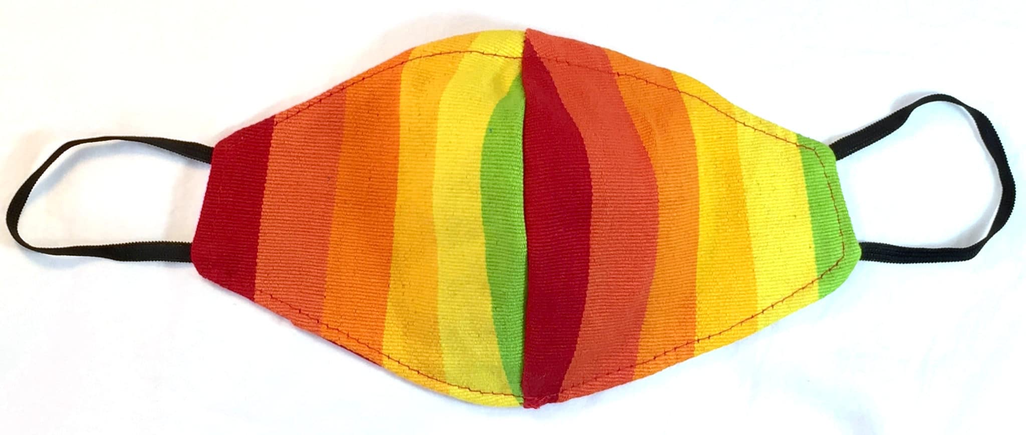 Red, Orange, Yellow, Lime Stripe Handwoven Fitted Cotton Mask