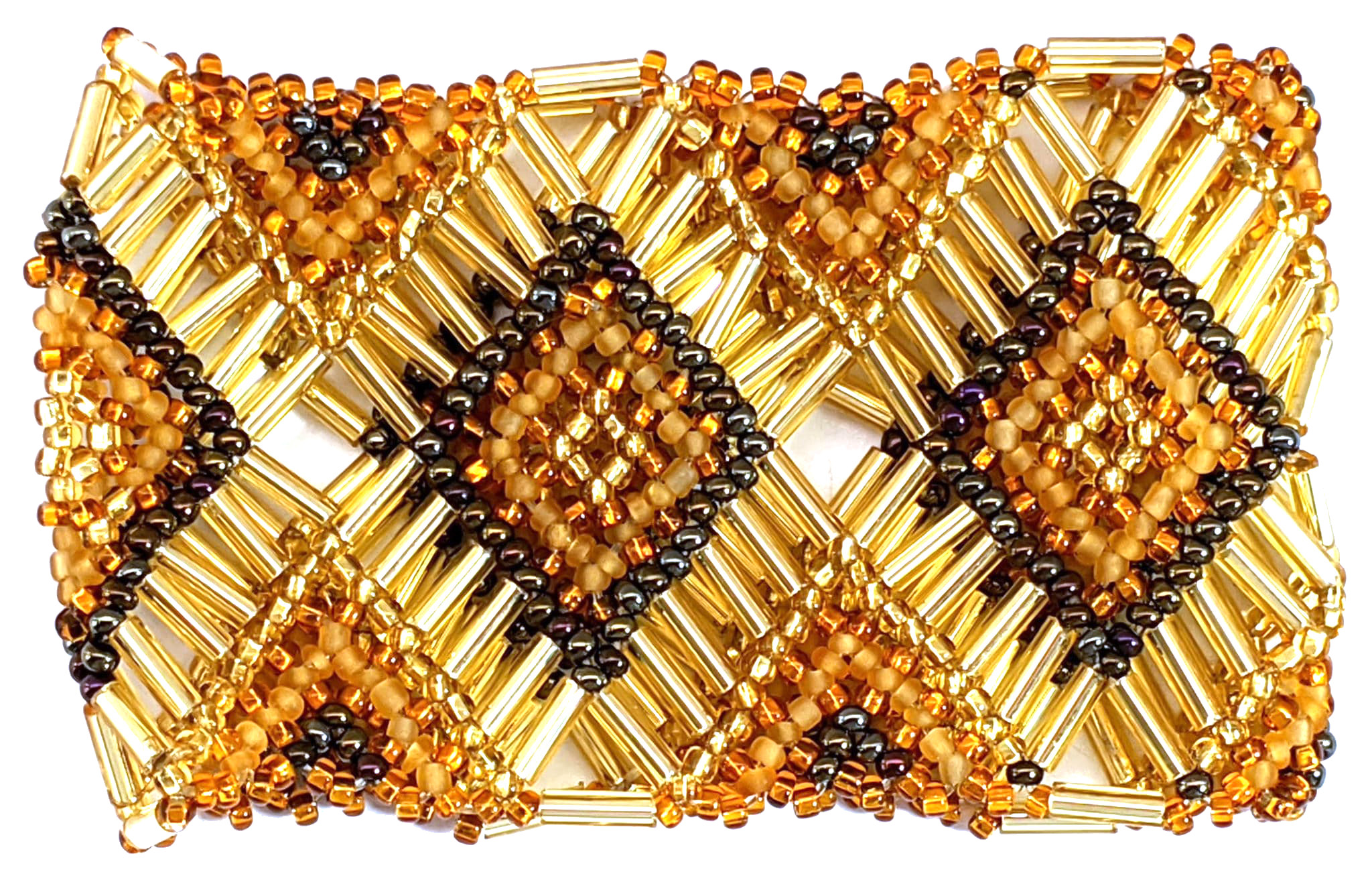 Golds Beaded Elastic Geometric Cuff 