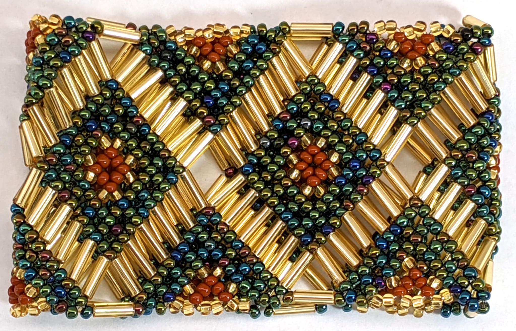 Sophisticated Autumn with Gold Beaded Elastic Geometric Cuff