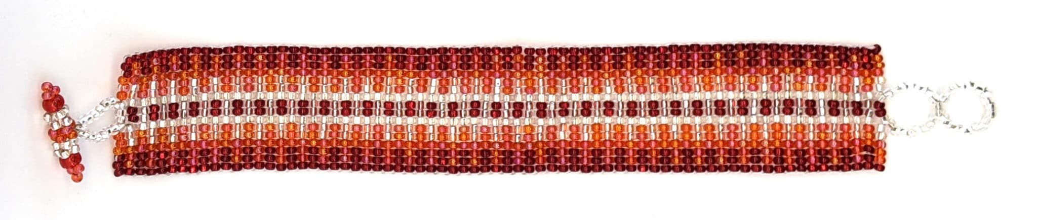 Orange, Red and White Lola Beaded Bracelet