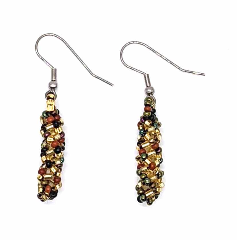 Sophisticated Autumn with Gold DNA Beaded Earrings