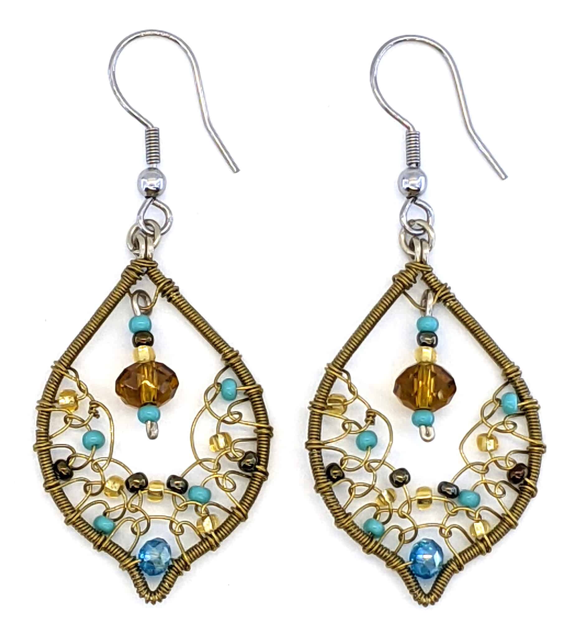 Turquoise, Bronze and Gold Arabian Nights Earrings
