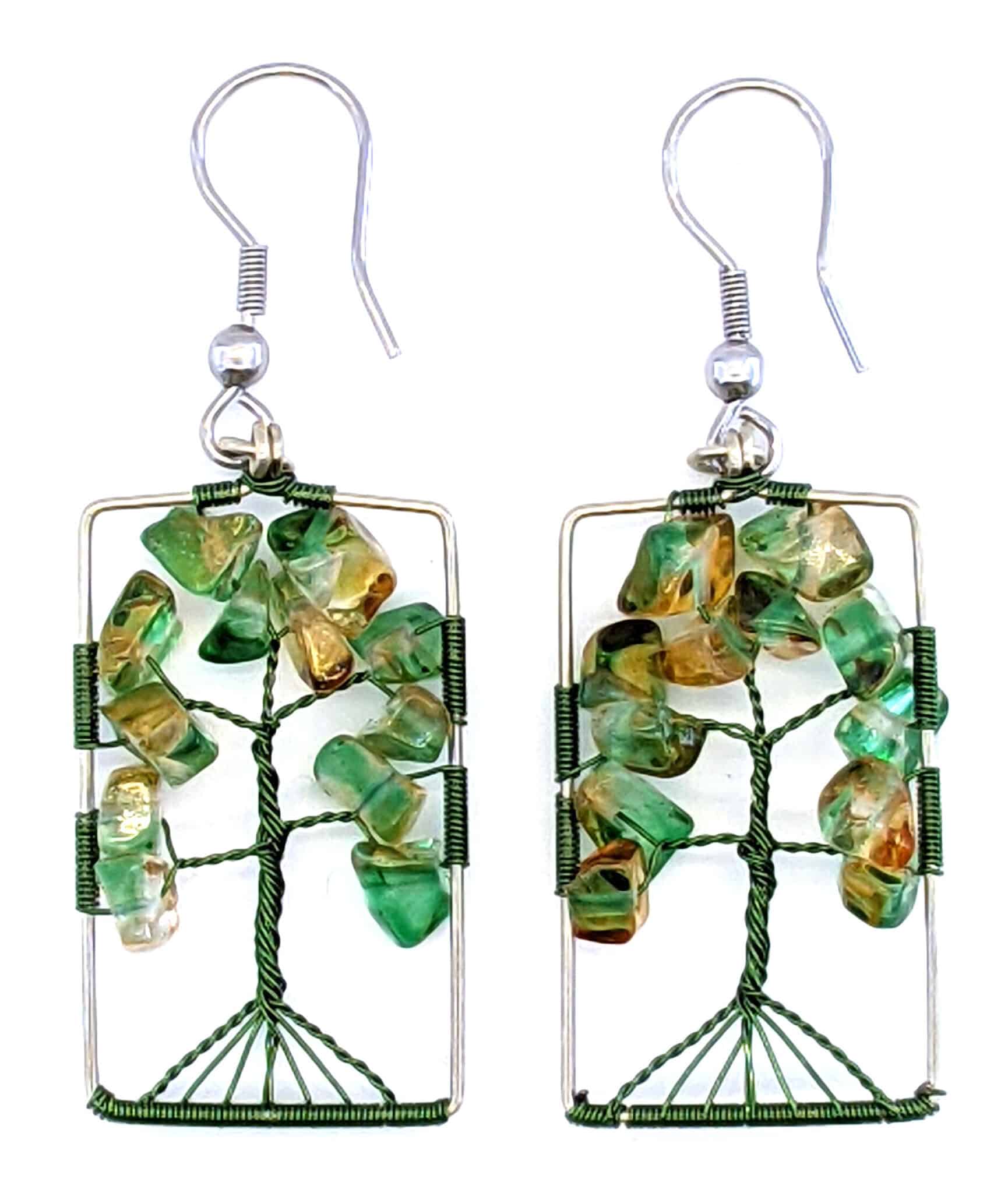 Green and Gold Stella Beaded Earrings