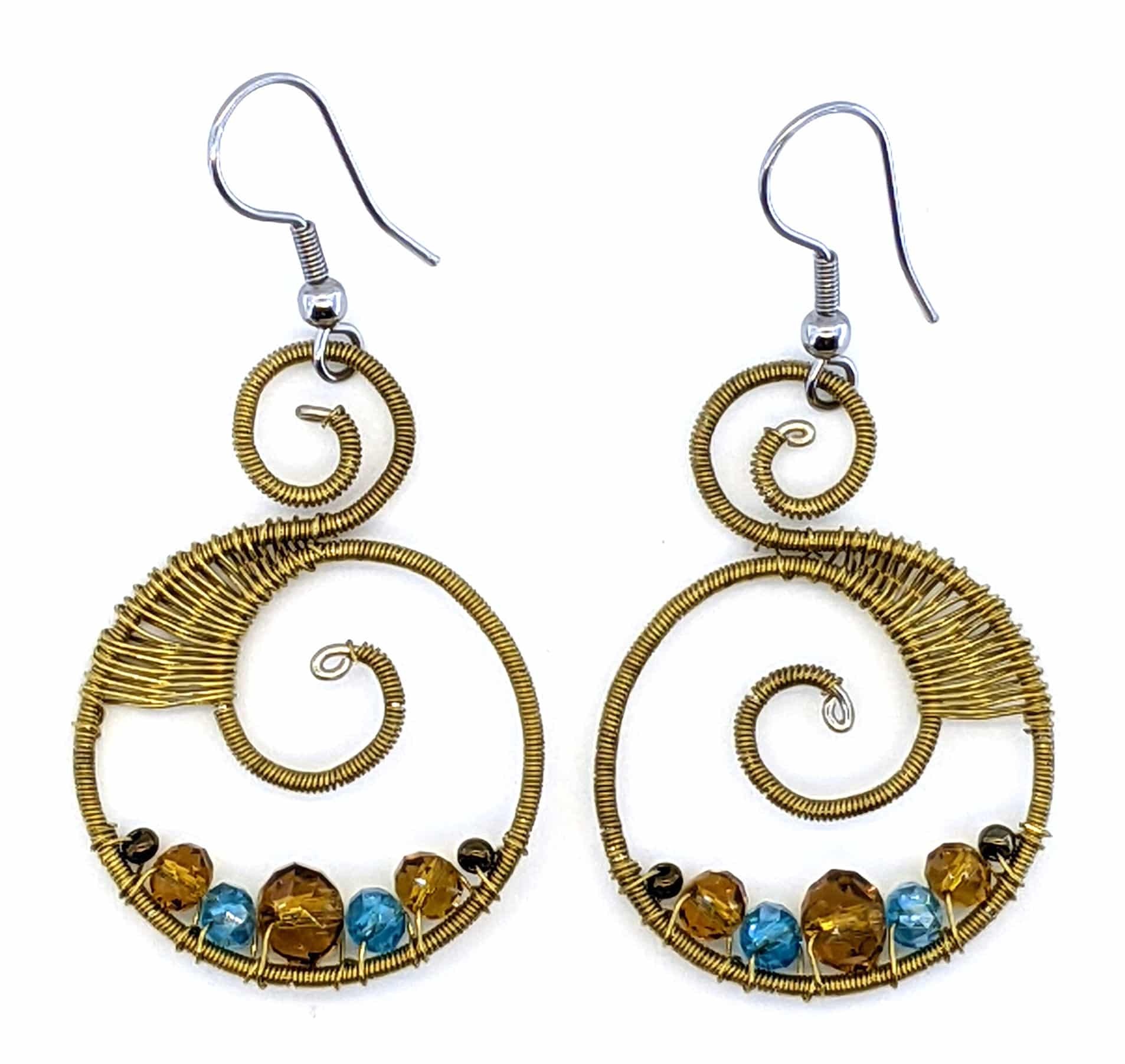 Turquoise, Bronze and Gold Celestina Beaded Earrings