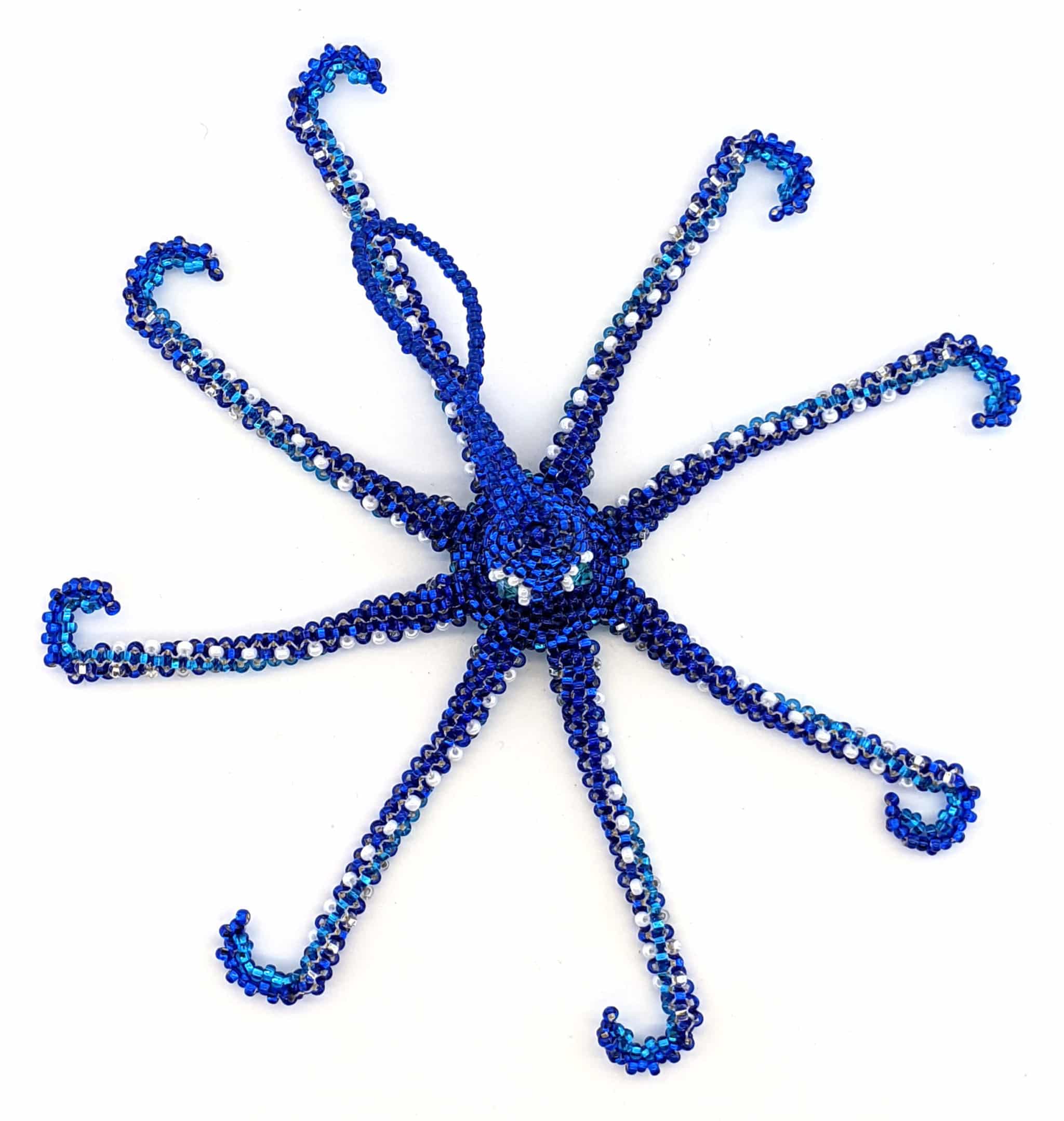 Octopus Beaded Ornament - Sapphire Blue 