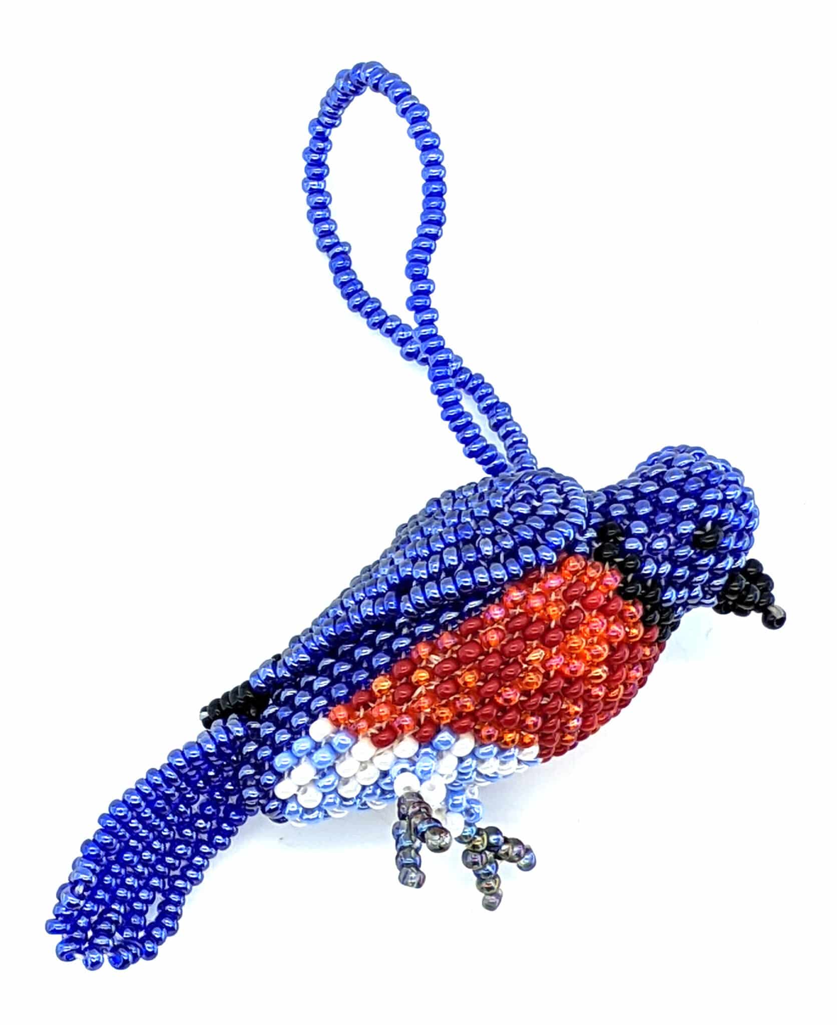 Blue-Fronted Redstart Beaded Bird Ornament