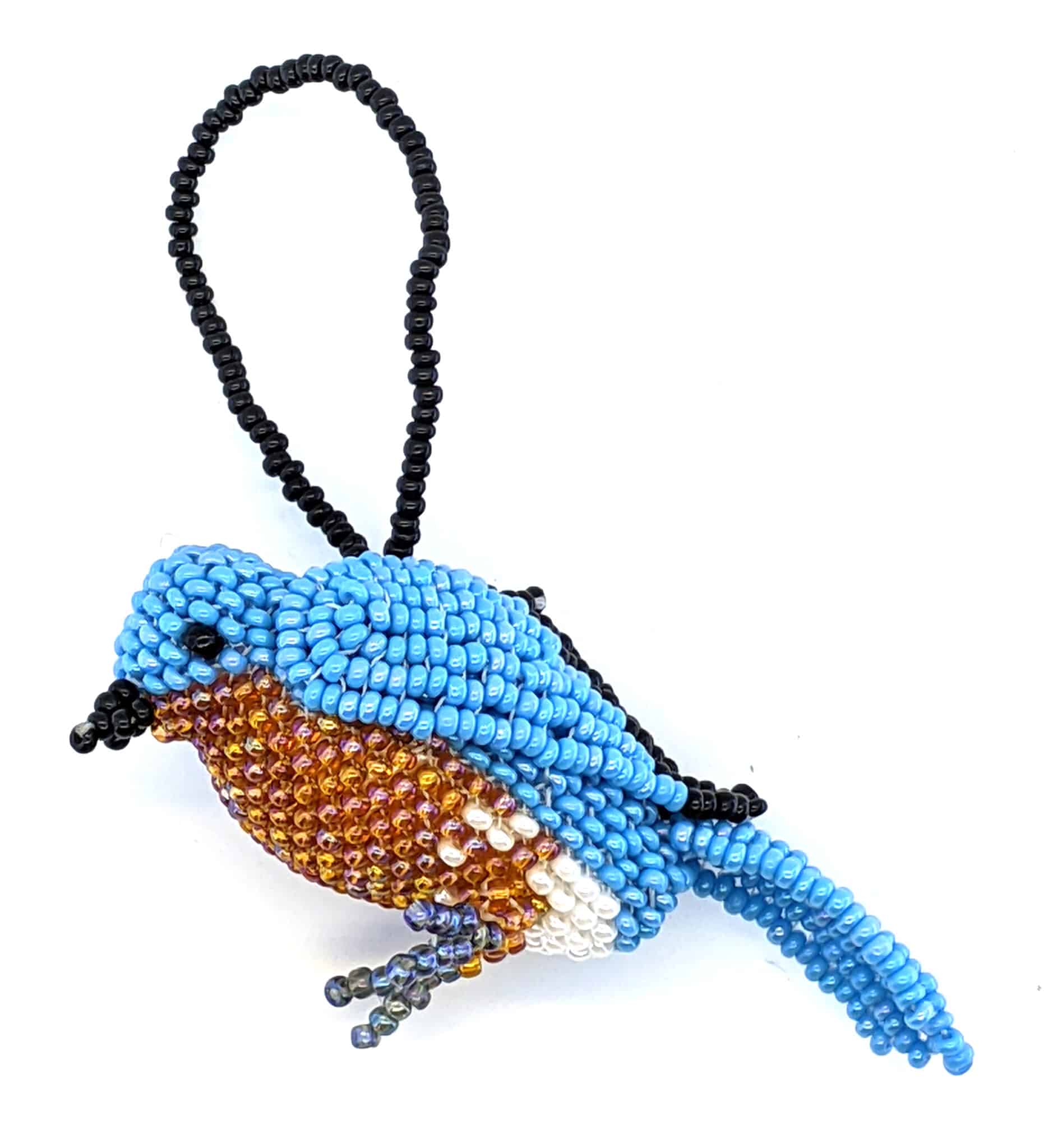 Eastern Bluebird Beaded Bird Ornament