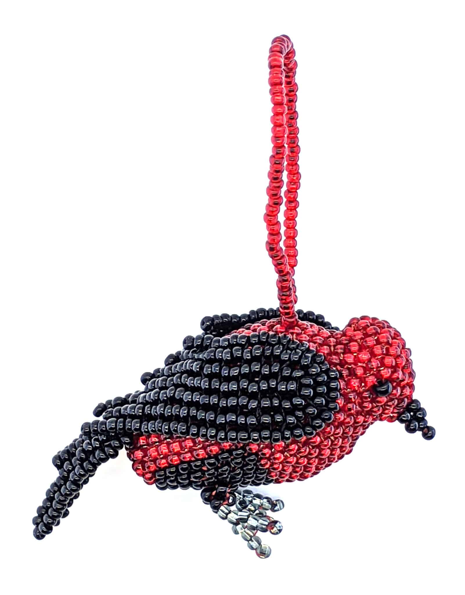 Scarlet Tanager Beaded Bird Ornament