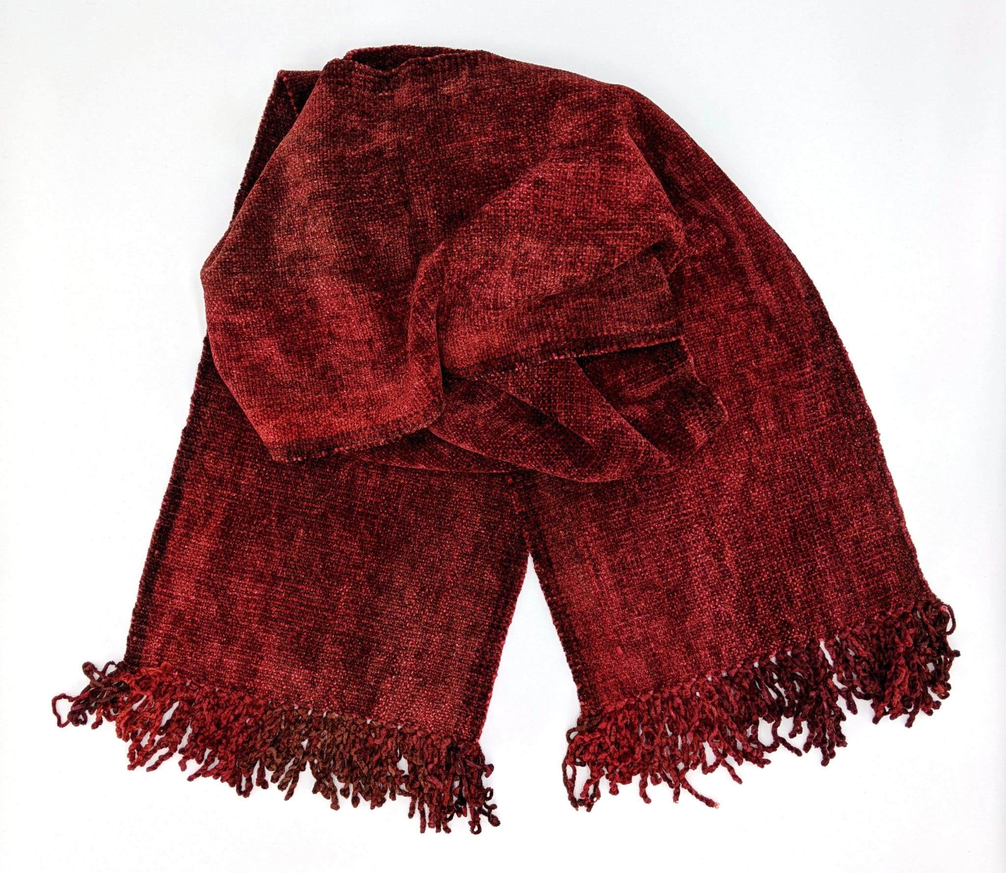 Reds Bamboo Chenille Handwoven Scarf 8 x 68