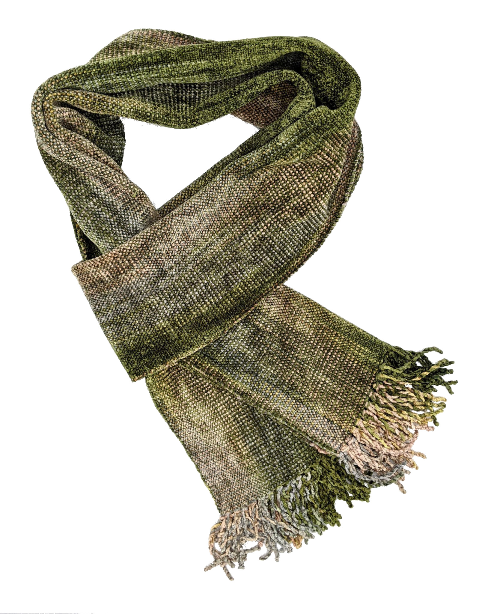 Beige, Olive - Bamboo Chenille Scarf 8 x 68