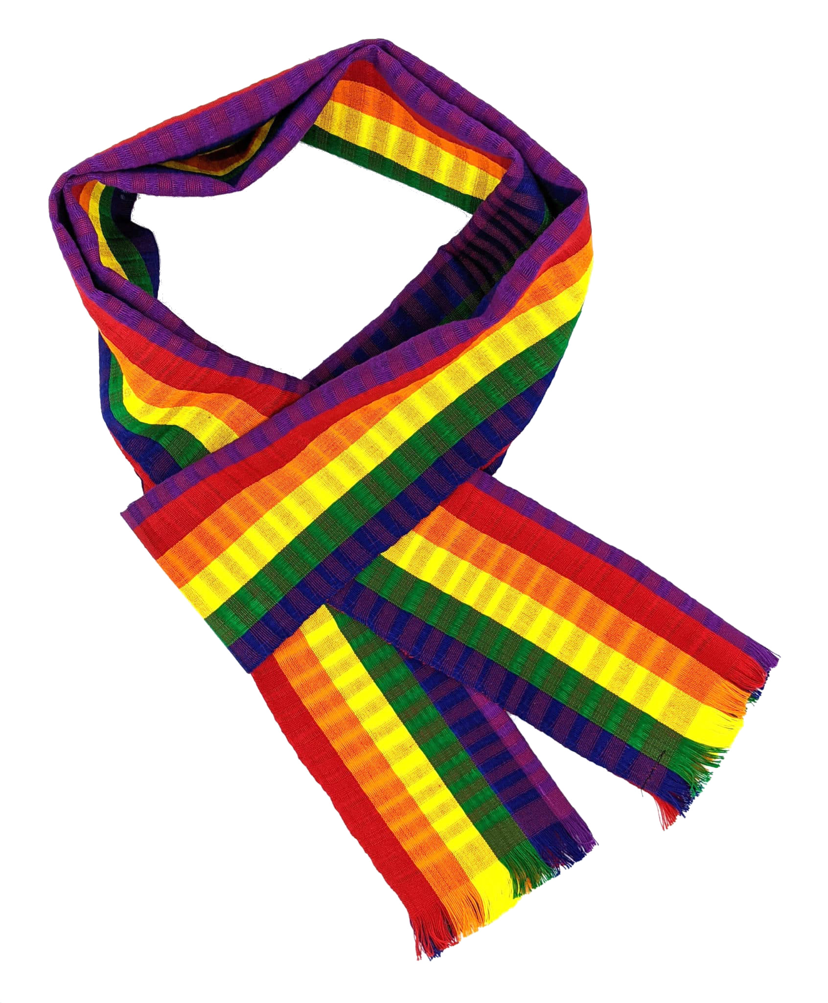 Rainbow Stripe Handwoven Cotton Scarf