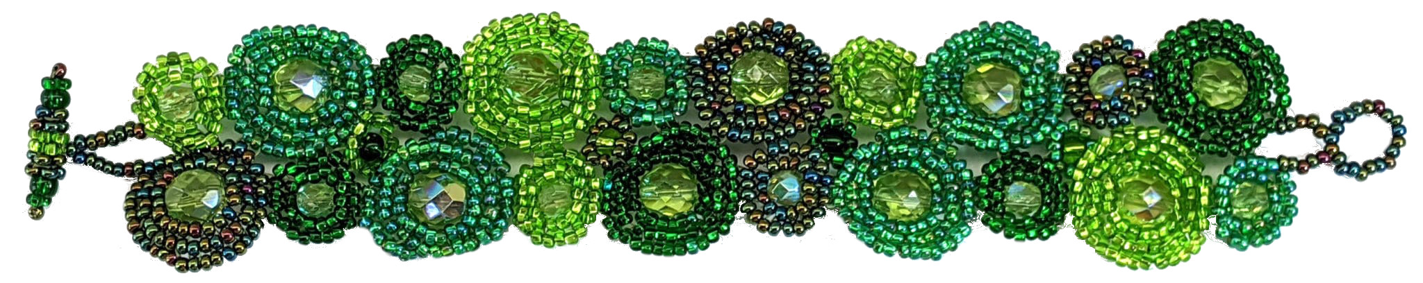 Greens Circles Beaded Bracelet