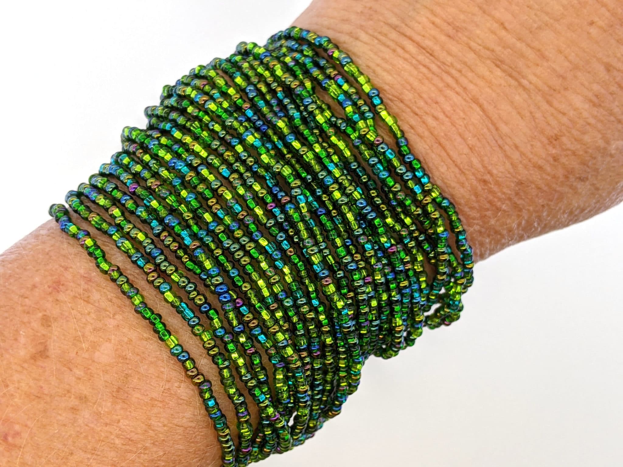 Greens 24-Strand Beaded Bracelet