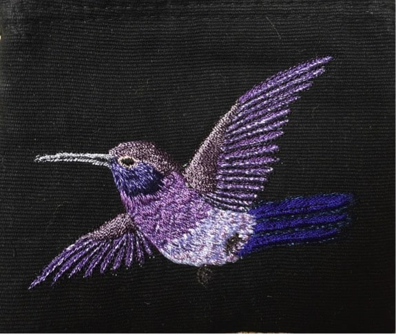 Hummingbird Thread Painted Cotton Coin Purse
