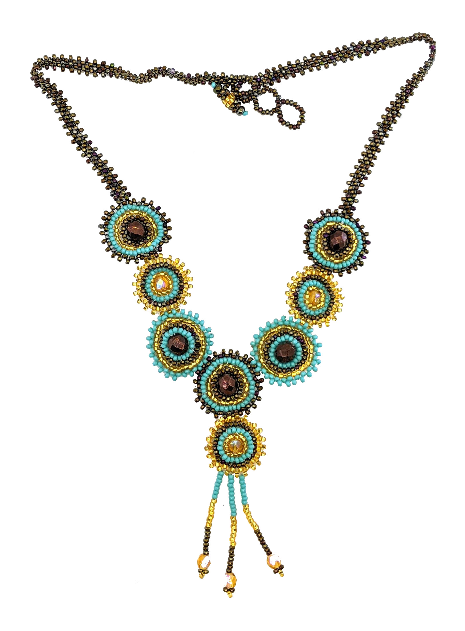 Turquoise, Bronze and Gold Diana Beaded Necklace
