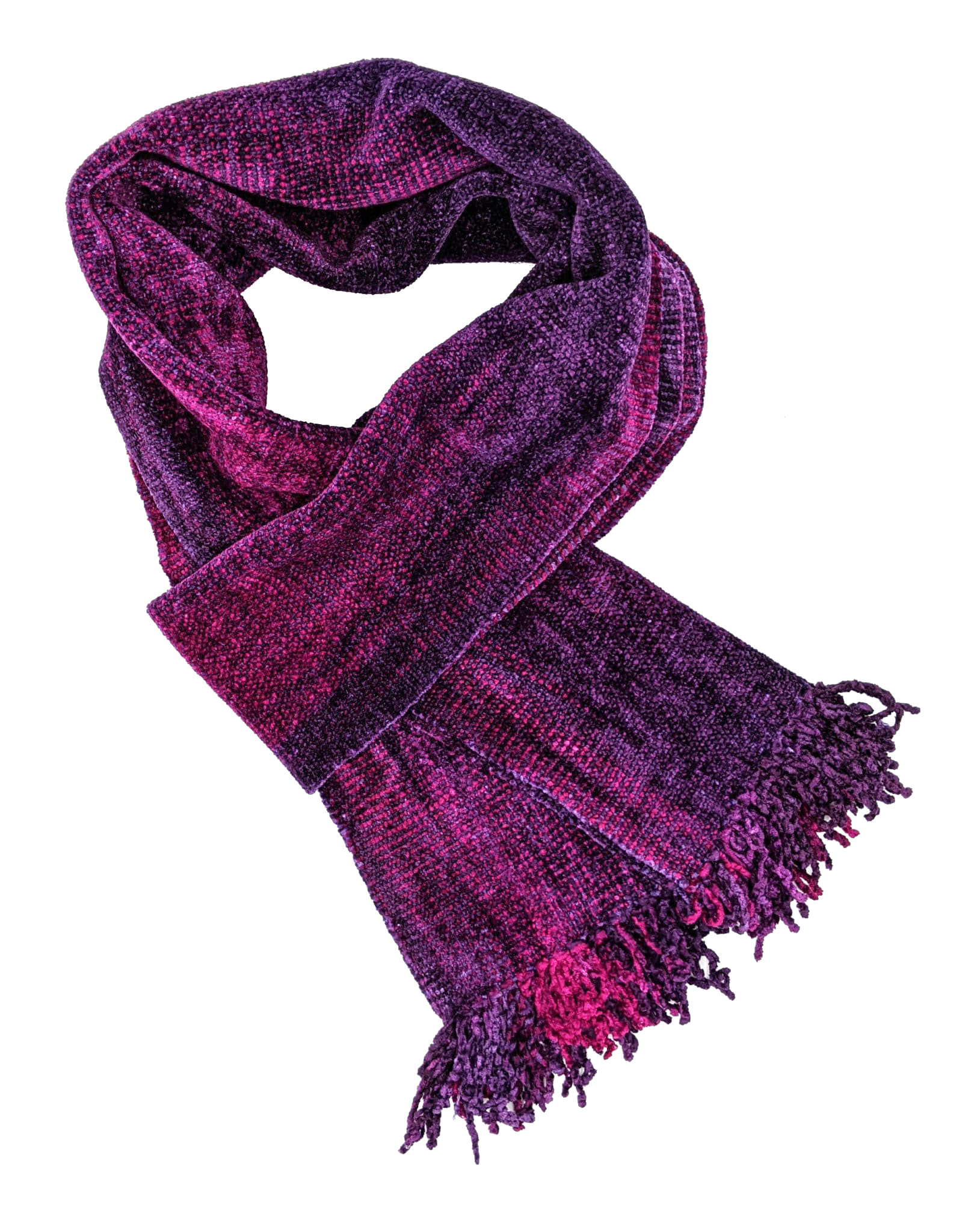 Magenta and Purple Bamboo Chenille Handwoven Scarf 8 x 68
