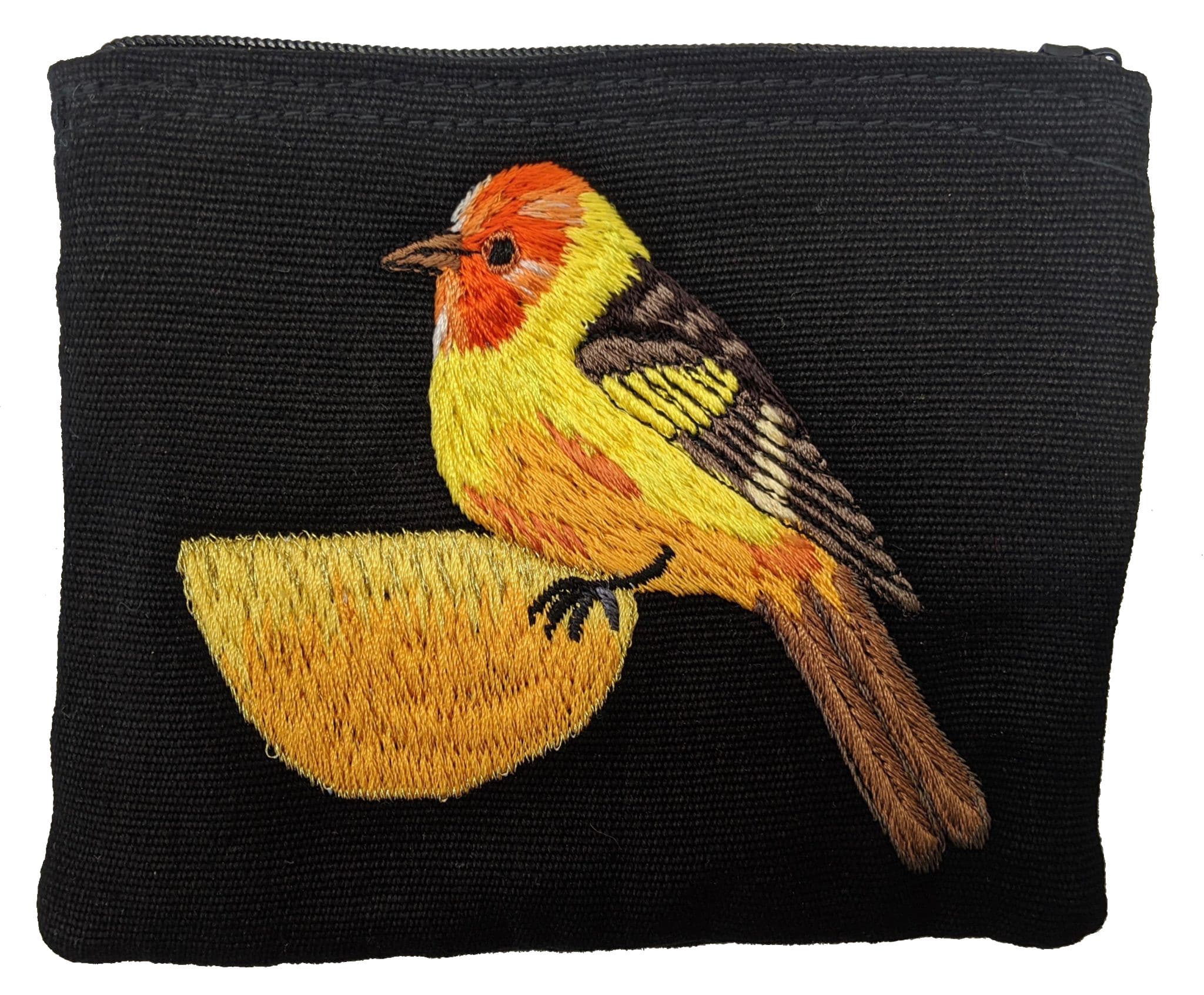 Male Western Tanager Thread Painted Cotton Coin Purse