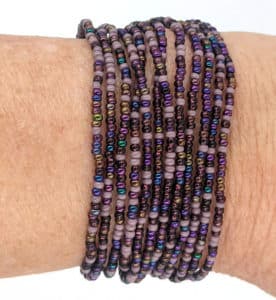 Purples 12-Strand Beaded Bracelet