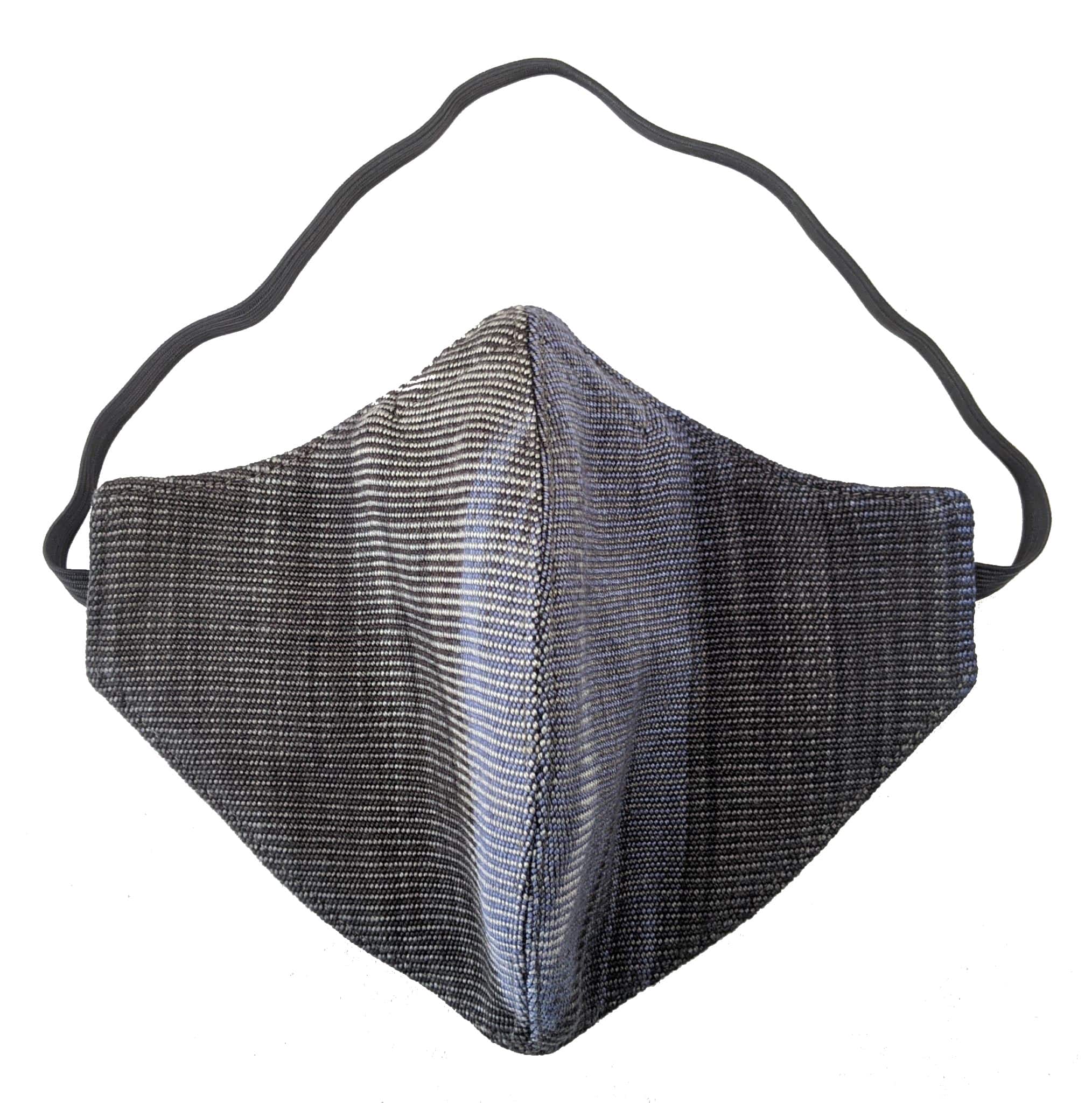 Handwoven Lightweight Bamboo Face Mask with Elastic Behind Head - Blue, Grays, Black 