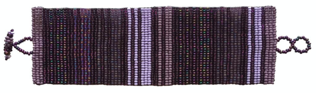 Purples Wide Woven Stripes Beaded Bracelet