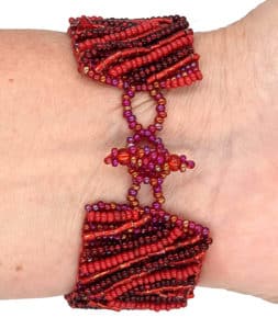 Reds Volcanos and Stars Beaded Bracelet
