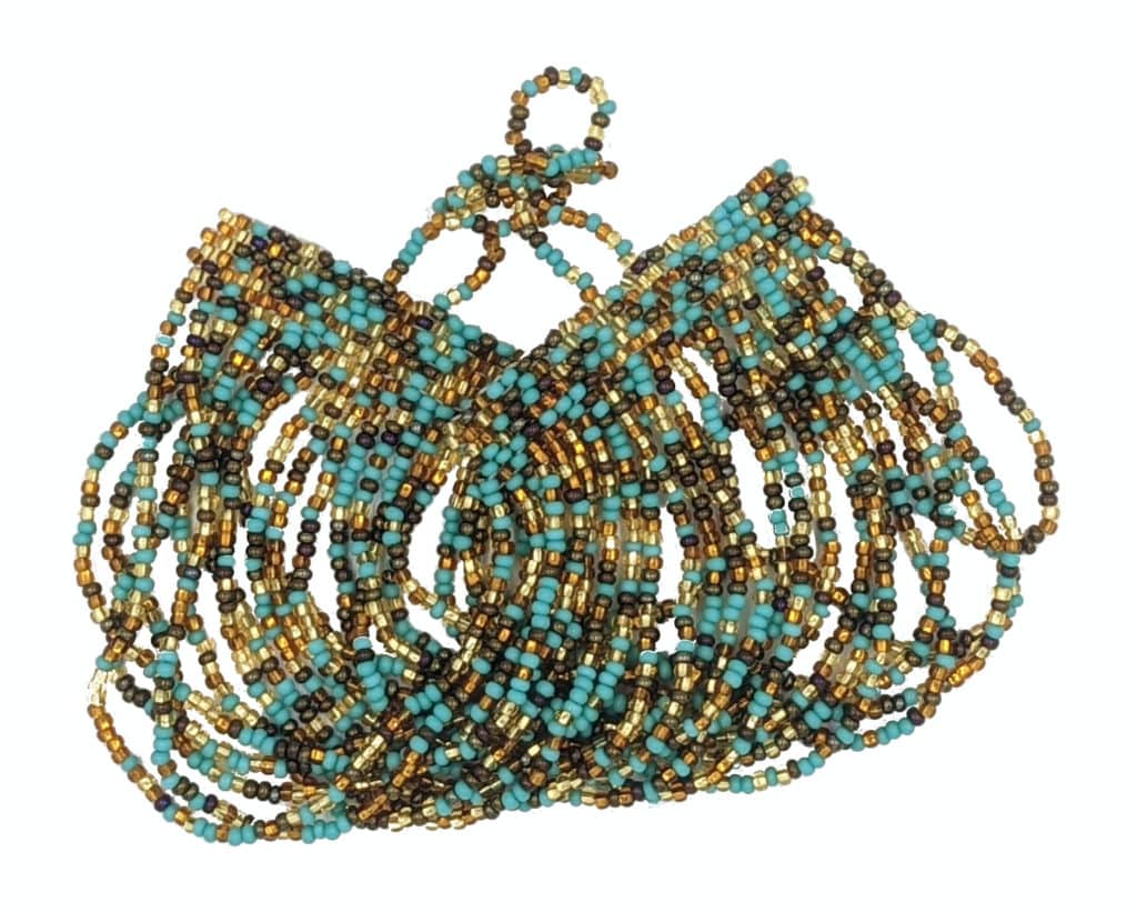 Turquoise, Bronze and Golds 24-Strand Beaded Bracelet