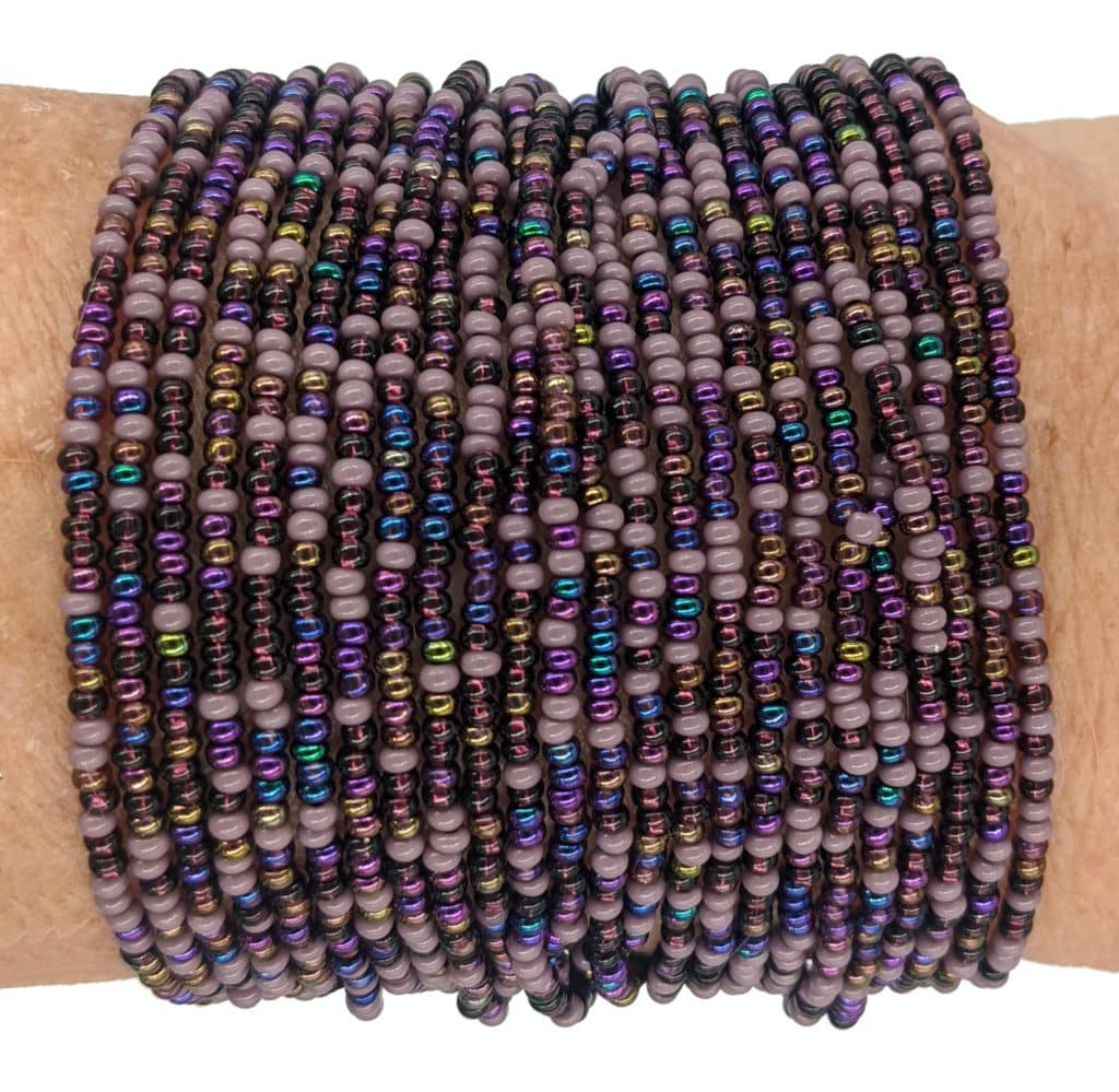 Purples 24-Strand Beaded Bracelet