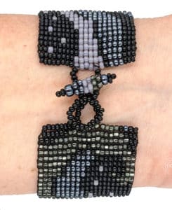 Grays and Black Art Nouveau Beaded Bracelet