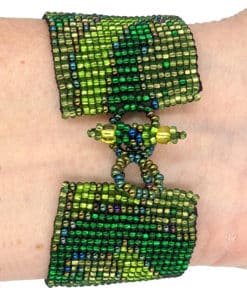 Greens Art Nouveau Beaded Bracelet