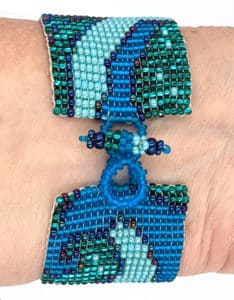 Turquoise and Teal Art Nouveau Beaded Bracelet