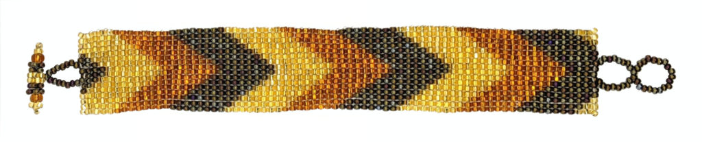 Golds and Peacock Brown Arrows Beaded Bracelet