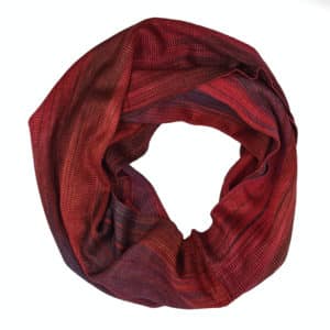 Red, Blue and Coffee Lightweight Bamboo Handwoven Infinity Scarf 11 x 68 