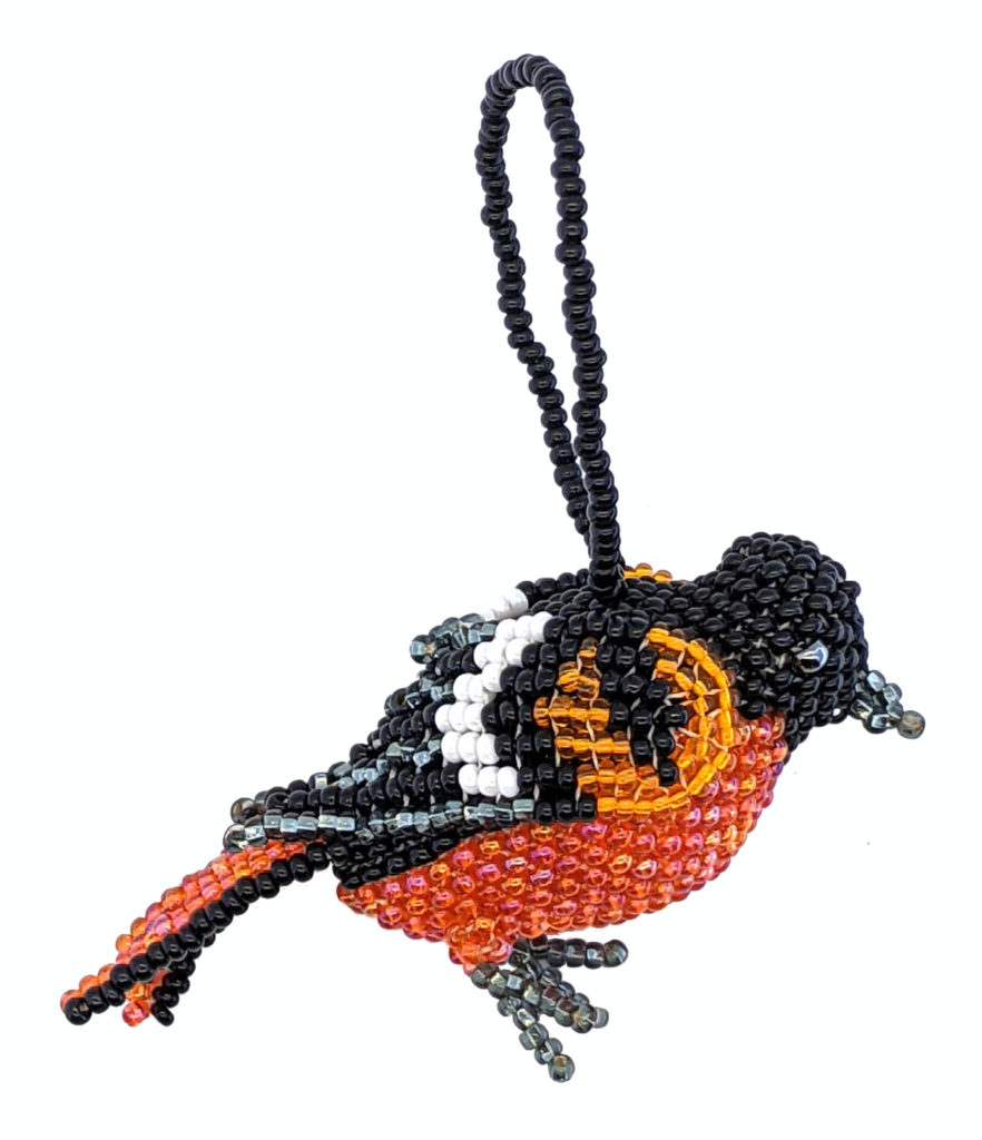 Baltimore Oriole Beaded Bird Ornament