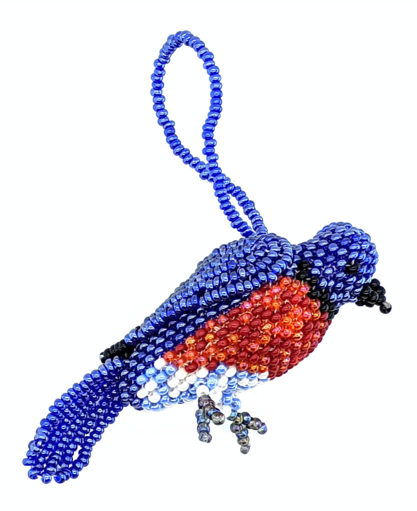 Blue-Fronted Redstart Beaded Bird Ornament