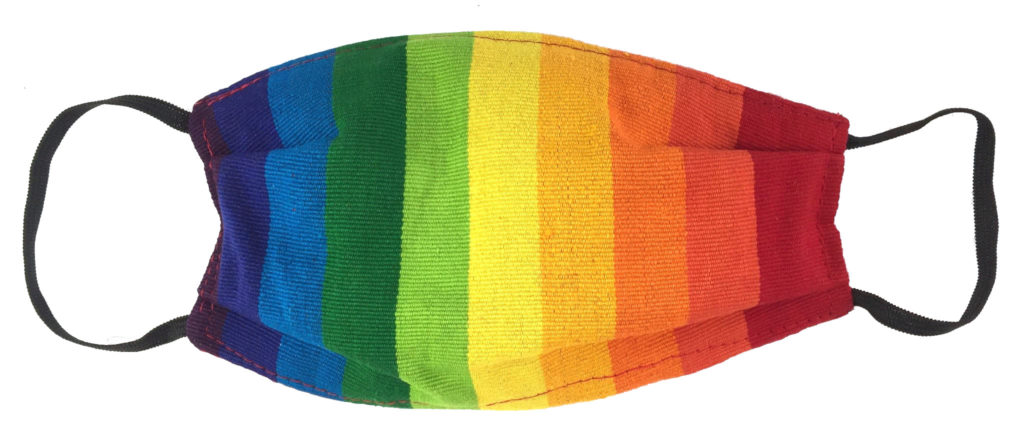 Rainbow Stripe Handwoven Pleated Cotton Mask