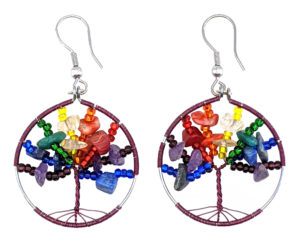 Rainbow Tree of Life Beaded Earrings
