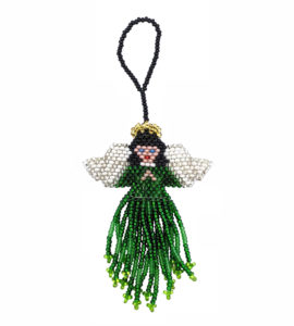 Angel Beaded Ornament - White Face - Black Hair - with Variety of Skirt Colors