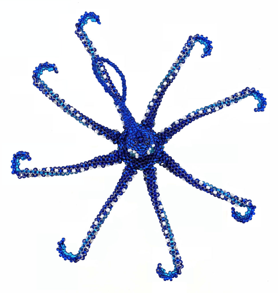Octopus Beaded Ornament - Sapphire Blue 