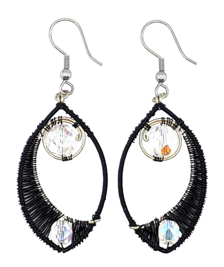 Black and White Fernanda Beaded Earrings